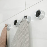 Kuber Industries Cloth Hanger|Wall Mounted Towel Hanger|Multipurpose Cloth & Towel Holder|ABC + PVC Material|Easy Installation|Waterproof|77019|Pack of 4|Black